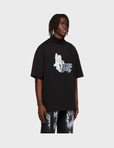 WE11DONE Black Cotton Tee