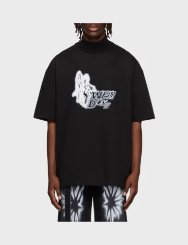 WE11DONE Black Cotton Tee