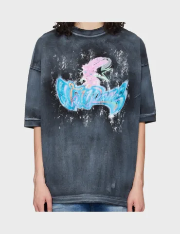WE11DONE Black Logo Monster Printed Tee