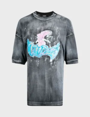 WE11DONE Black Logo Monster Printed Tee
