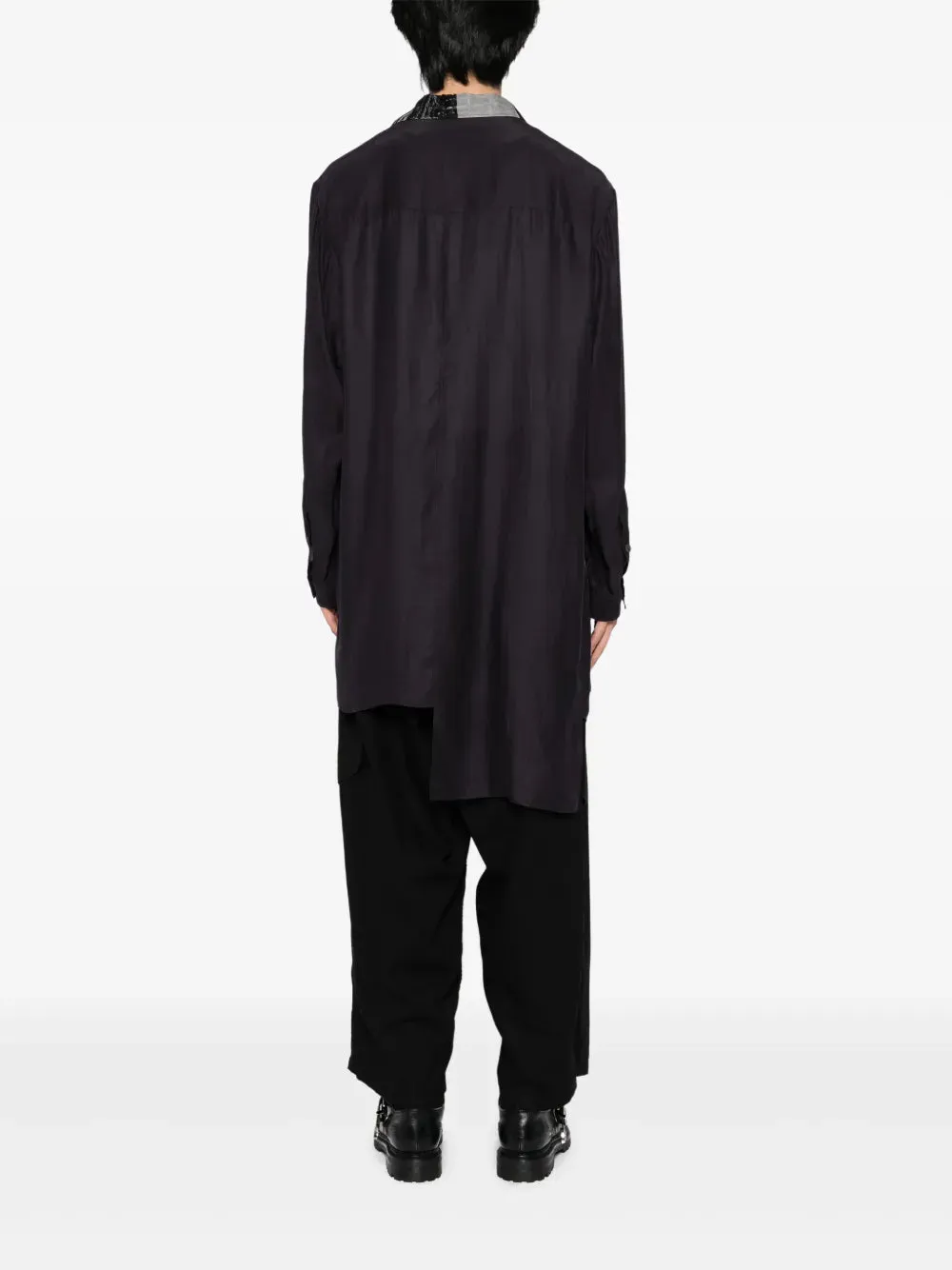 YOHJI YAMAMOTO POUR HOMME - Men Silk Asymetrical Button Up Blouse