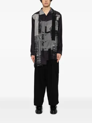 YOHJI YAMAMOTO POUR HOMME - Men Silk Asymetrical Button Up Blouse